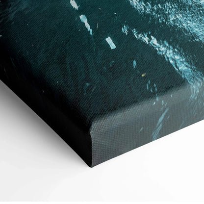Dark teal canvas art with textured brush strokes and subtle white highlights on wrapped edges.