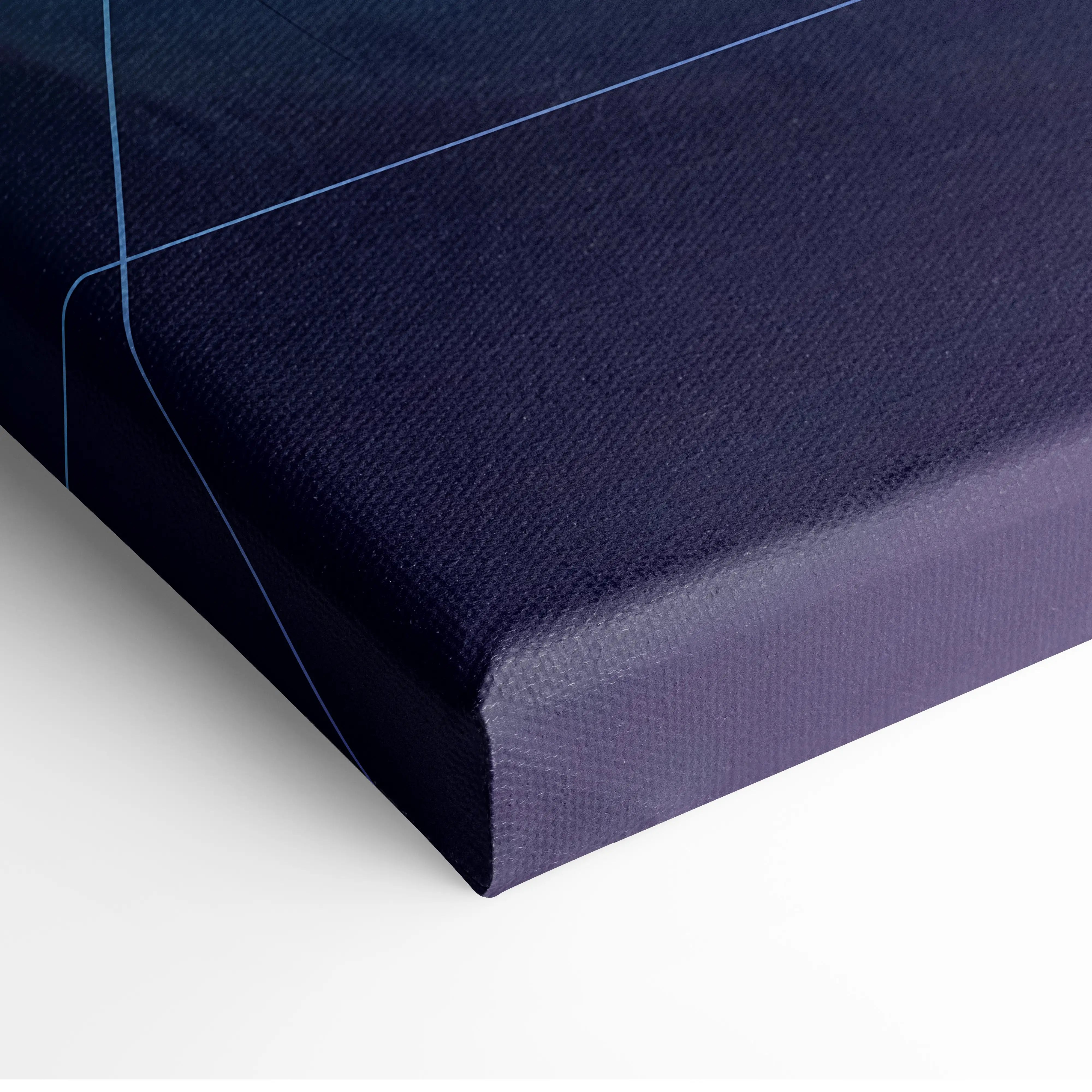 Deep navy canvas print with subtle texture and stitched edges featuring subaru wrx sti inspired neon vaporwave car design