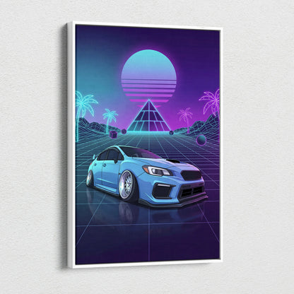 Subaru WRX STI Inspired Neon Vaporwave Car Dream - Vaporwave Car Neon Teal Purple For Living Room Retro Futurism Canvas