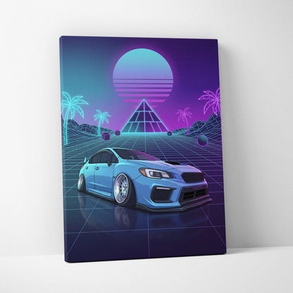 Subaru WRX STI Inspired Neon Vaporwave Car Dream - Vaporwave Car Neon Teal Purple For Living Room Retro Futurism Canvas