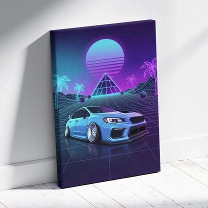 Subaru WRX STI Inspired Neon Vaporwave Car Dream - Vaporwave Car Neon Teal Purple For Living Room Retro Futurism Canvas