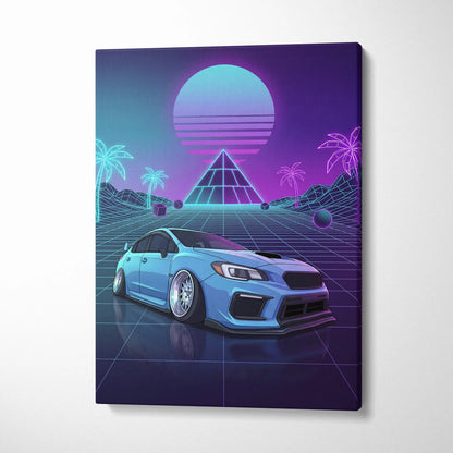 Subaru WRX STI Inspired Neon Vaporwave Car Dream - Vaporwave Car Neon Teal Purple For Living Room Retro Futurism Canvas