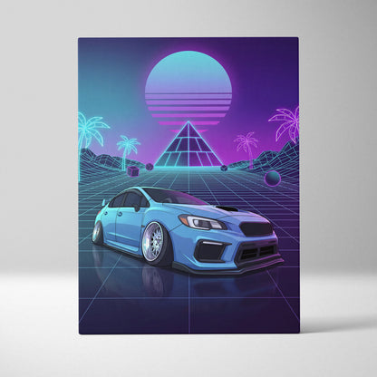 Subaru WRX STI Inspired Neon Vaporwave Car Dream - Vaporwave Car Neon Teal Purple For Living Room Retro Futurism Canvas