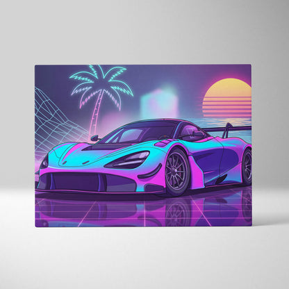 McLaren 720S GT3 Inspired Neon Vaporwave Sunset Drift - Car Art Neon Pink Blue Vaporwave - Moody Retro Futurism Neon