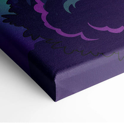 Ferrari F40 Inspired Neon Vaporwave Car Canvas - Nostalgic Mood Car Art Neon Purple Teal Living Room Print