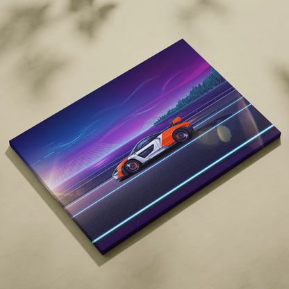 McLaren Senna Inspired, Neon Vapor Racing Canvas - Vaporwave Car Art Neon Pink Room Retro Nostalgic Mood Vaporwave Canvas