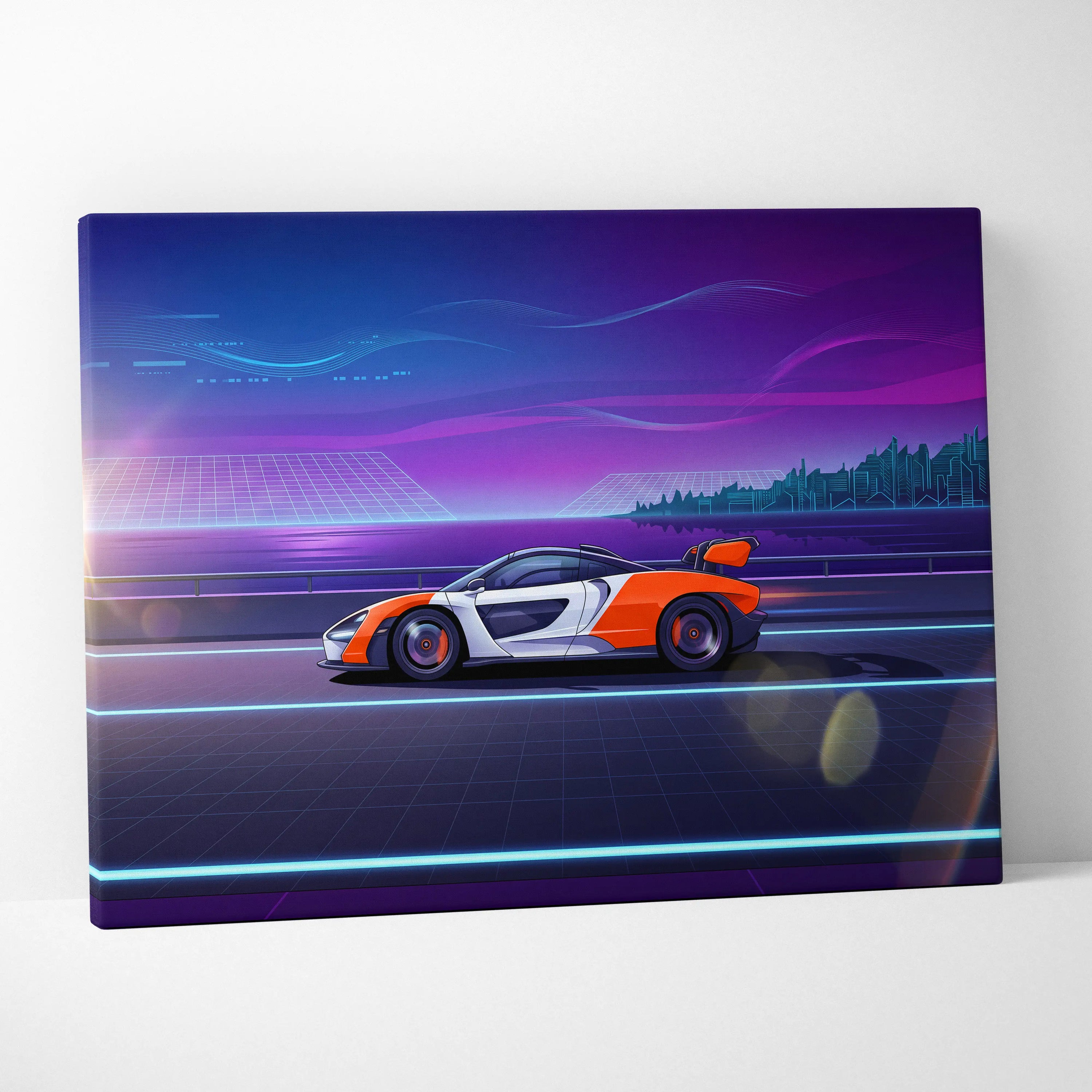 McLaren Senna Inspired, Neon Vapor Racing Canvas - Vaporwave Car Art Neon Pink Room Retro Nostalgic Mood Vaporwave Canvas