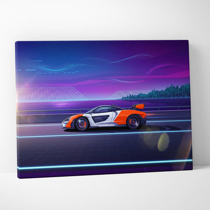 McLaren Senna Inspired, Neon Vapor Racing Canvas - Vaporwave Car Art Neon Pink Room Retro Nostalgic Mood Vaporwave Canvas