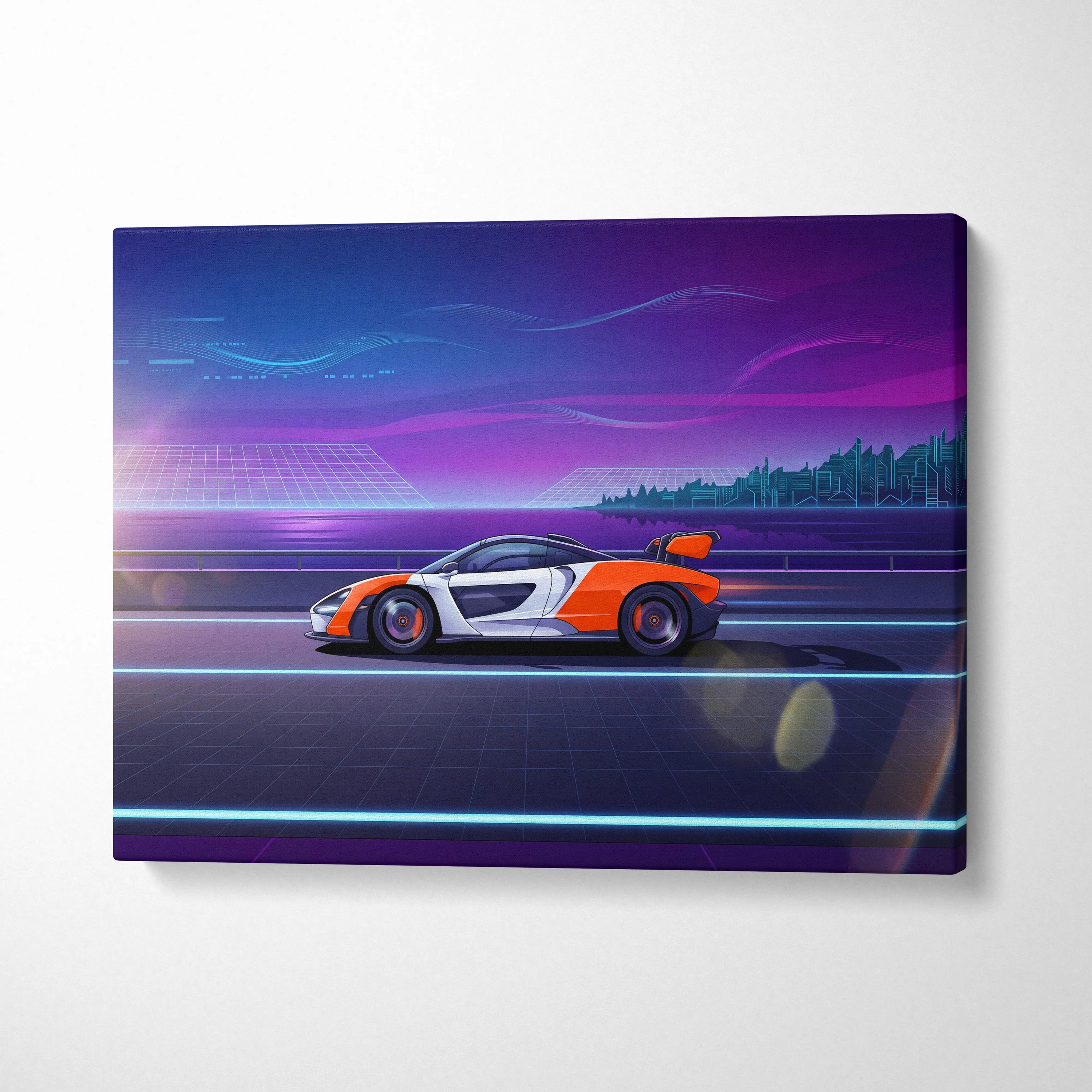 McLaren Senna Inspired, Neon Vapor Racing Canvas - Vaporwave Car Art Neon Pink Room Retro Nostalgic Mood Vaporwave Canvas