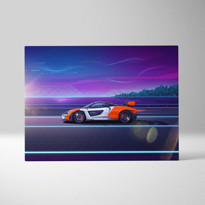 McLaren Senna Inspired, Neon Vapor Racing Canvas - Vaporwave Car Art Neon Pink Room Retro Nostalgic Mood Vaporwave Canvas