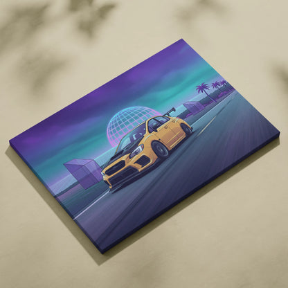 Subaru WRX STI Inspired Neon Drive Art Scene - Car Art Neon Purple Teal Living Room Energetic Mood Synthwave Decor