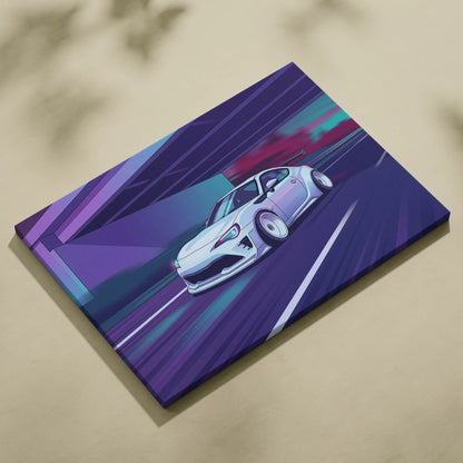 Subaru BRZ Inspired Neon Vaporwave Canvas Art - Car Neon Purple Teal Living Room Vaporwave Mood Nostalgic Wall Art