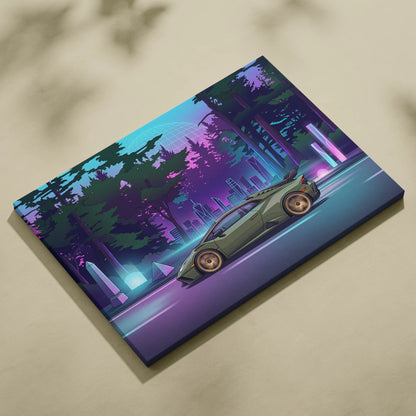 Lamborghini Huracán STO Inspired Vaporwave Neon Canvas Art