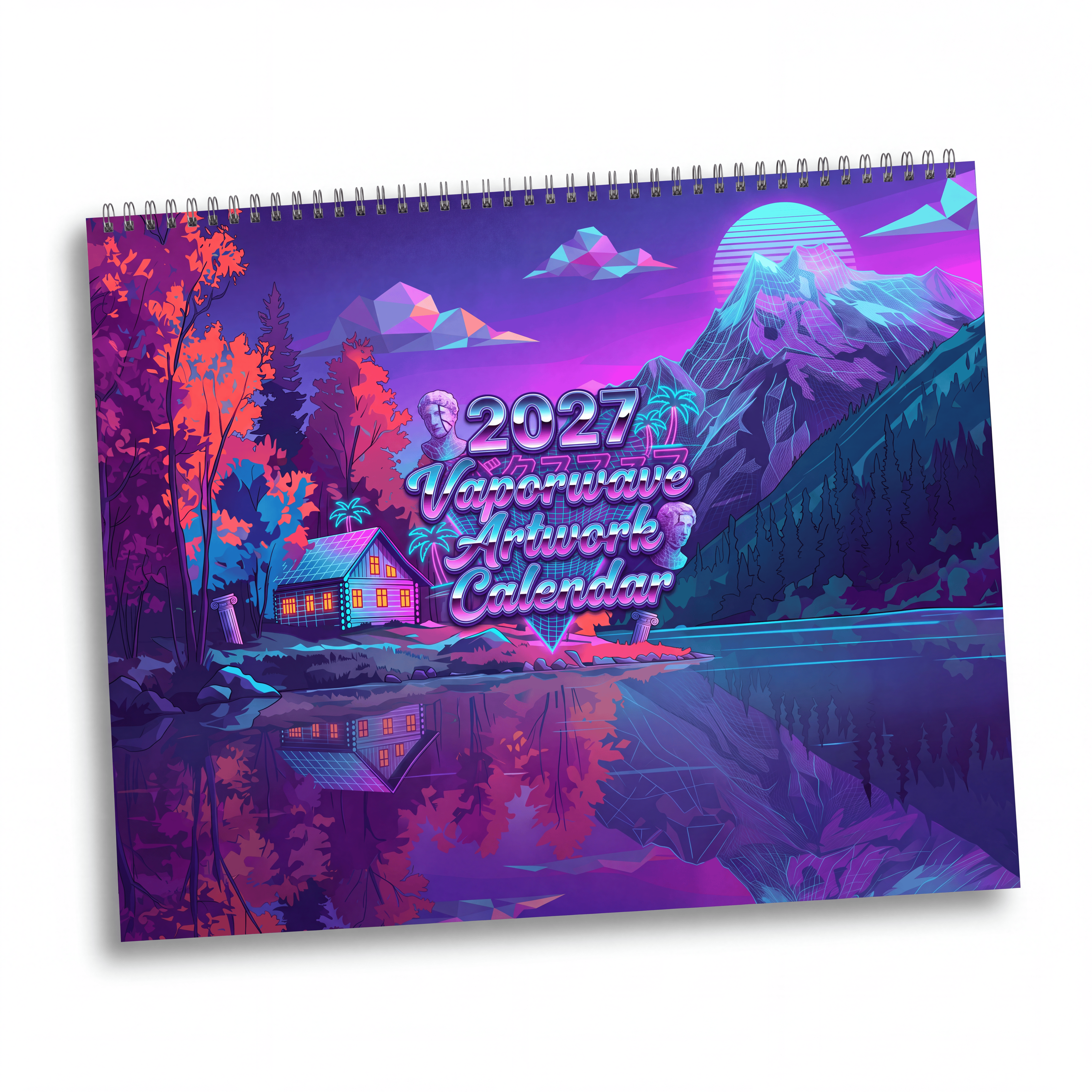 2027 Vaporwave Artwork Wall Calendar – Retro Futuristic Neon Art & Colorful Dreamscape Designs