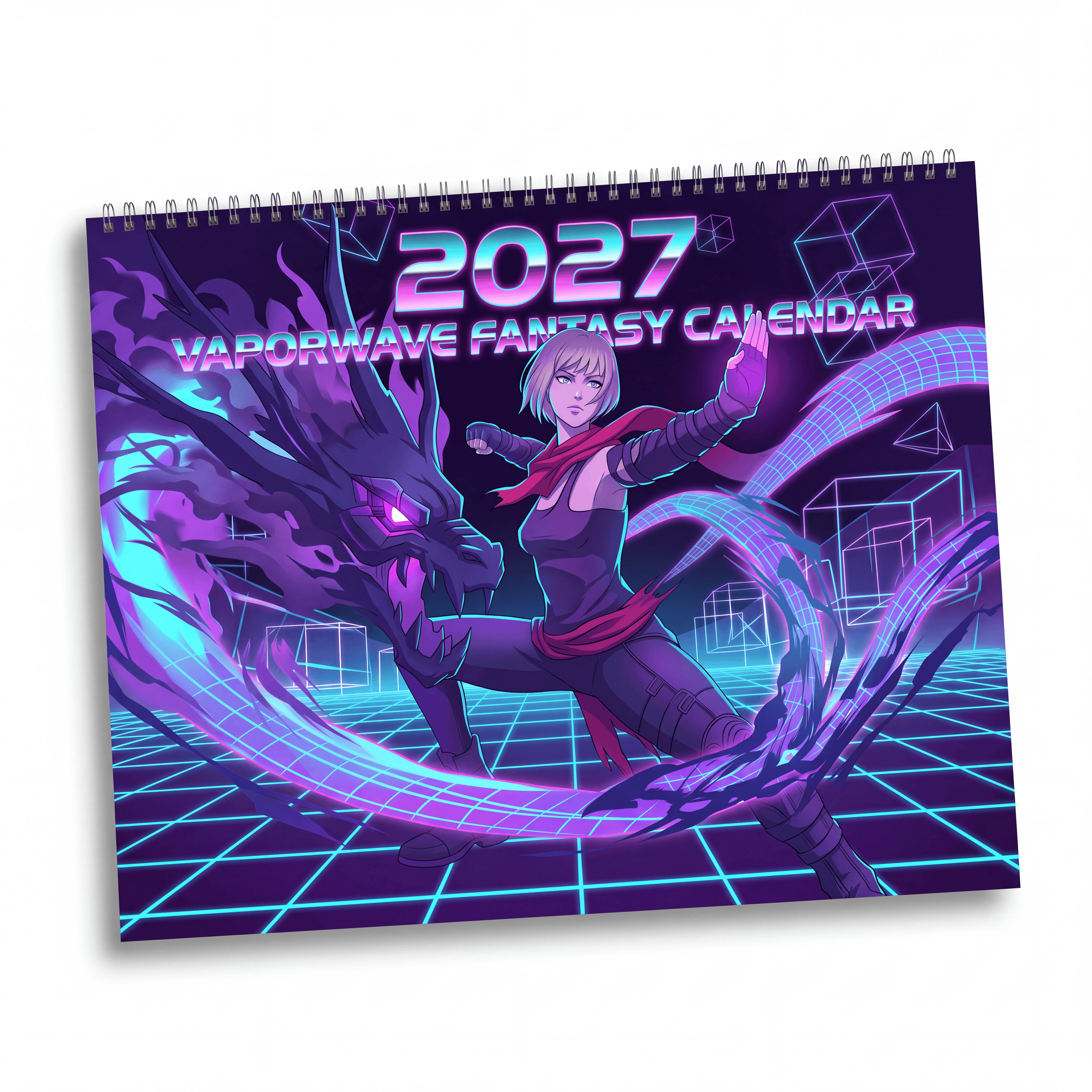 2027 Neon Fantasy Artwork Calendar – Vaporwave Inspired Retro Futuristic Art