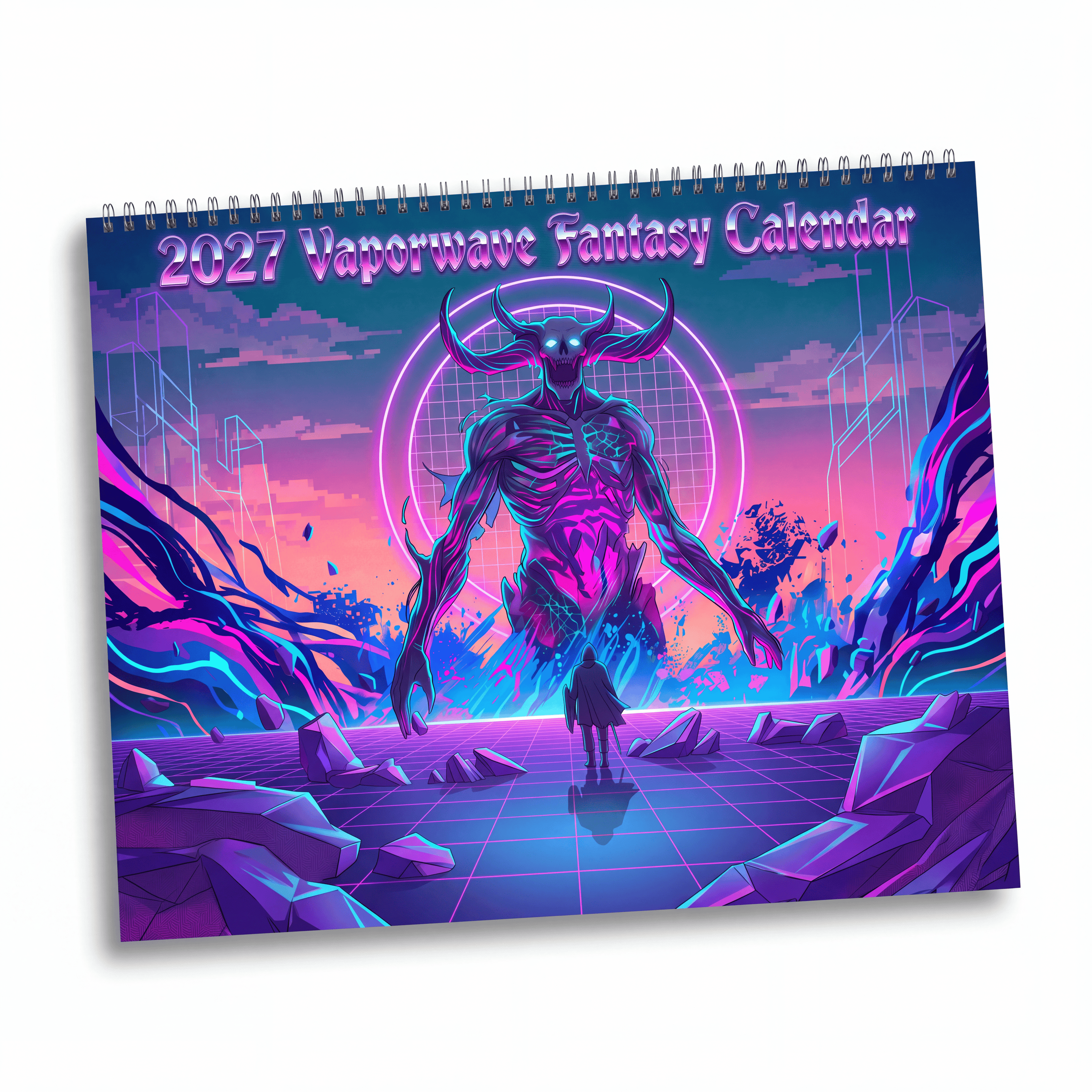 2027 Vaporwave Inspired Fantasy Calendar – Vibrant Neon Artwork Collection
