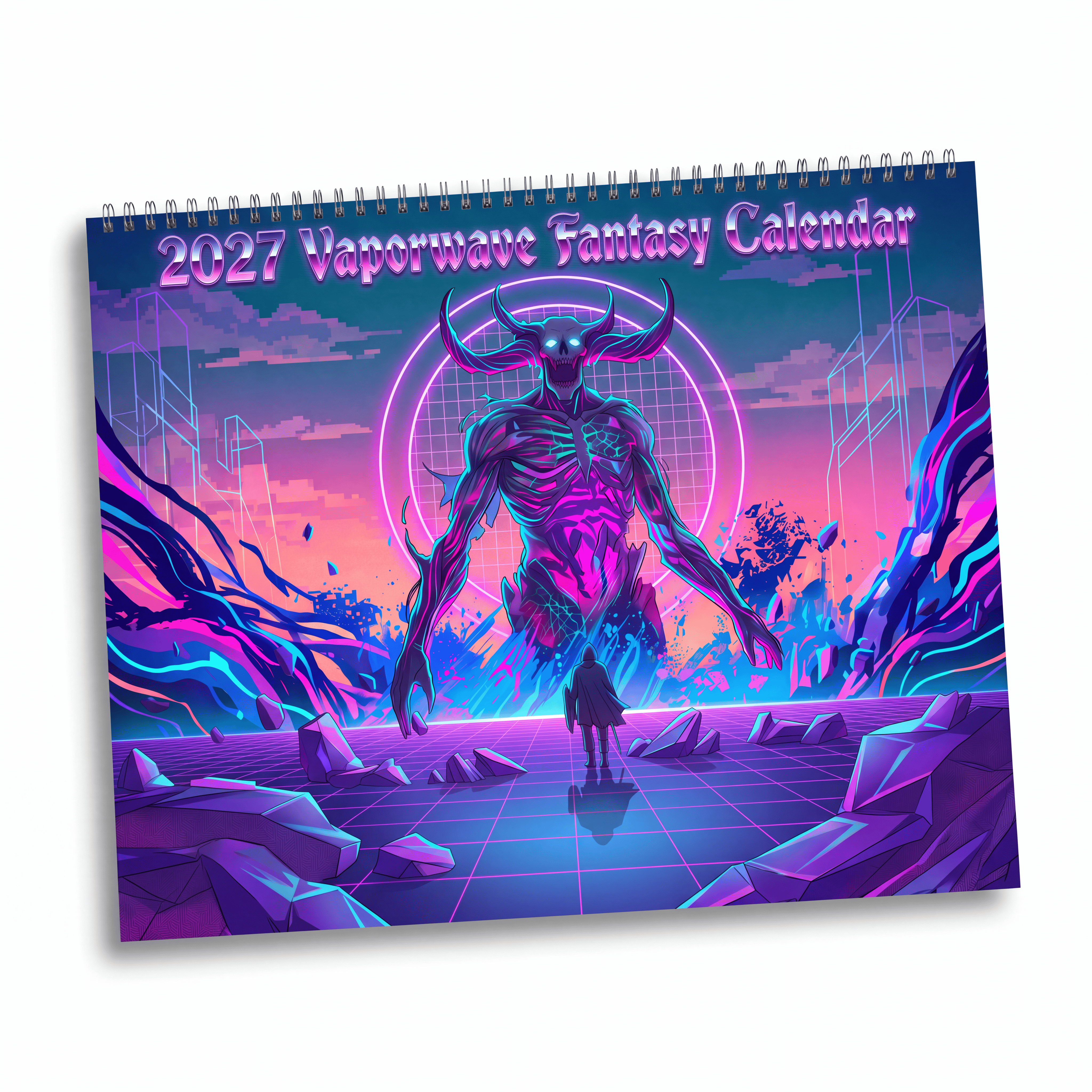 2027 Vaporwave Inspired Fantasy Calendar – Vibrant Neon Artwork Collection