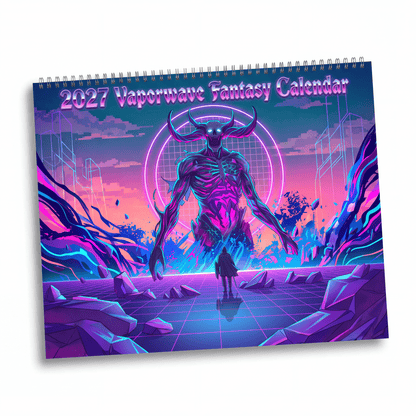 2027 Vaporwave Inspired Fantasy Calendar – Vibrant Neon Artwork Collection