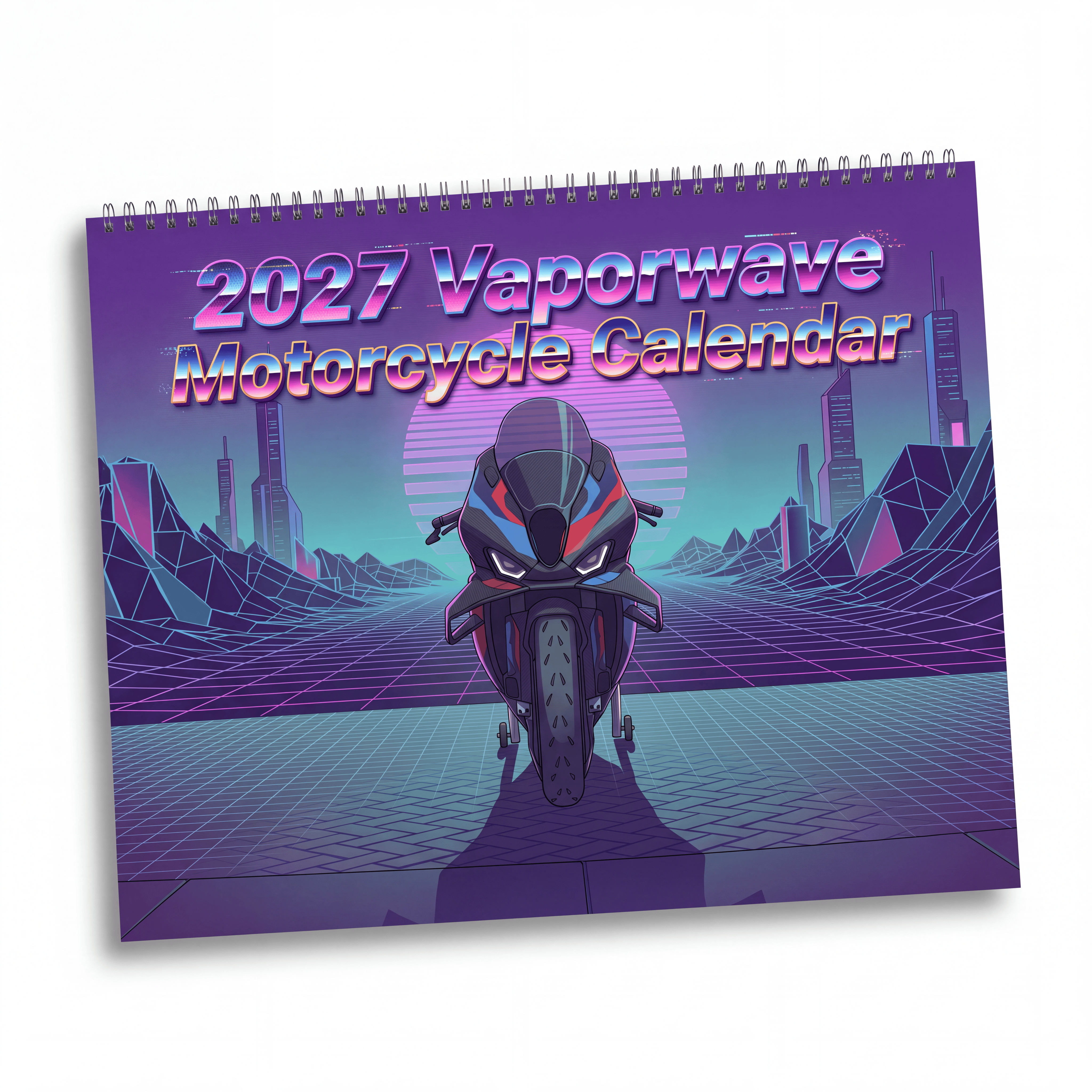 2027 Motorcycle Vaporwave Wall Calendar – Sportbikes, Supersport Motorcycles & Retro Neon Artwork Collection