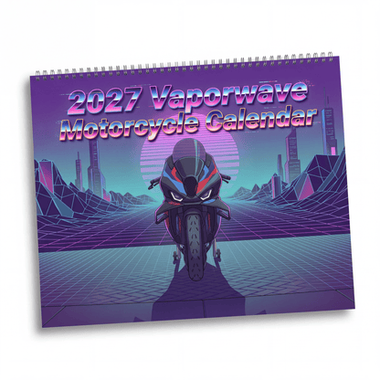 2027 Motorcycle Vaporwave Wall Calendar – Sportbikes, Supersport Motorcycles & Retro Neon Artwork Collection