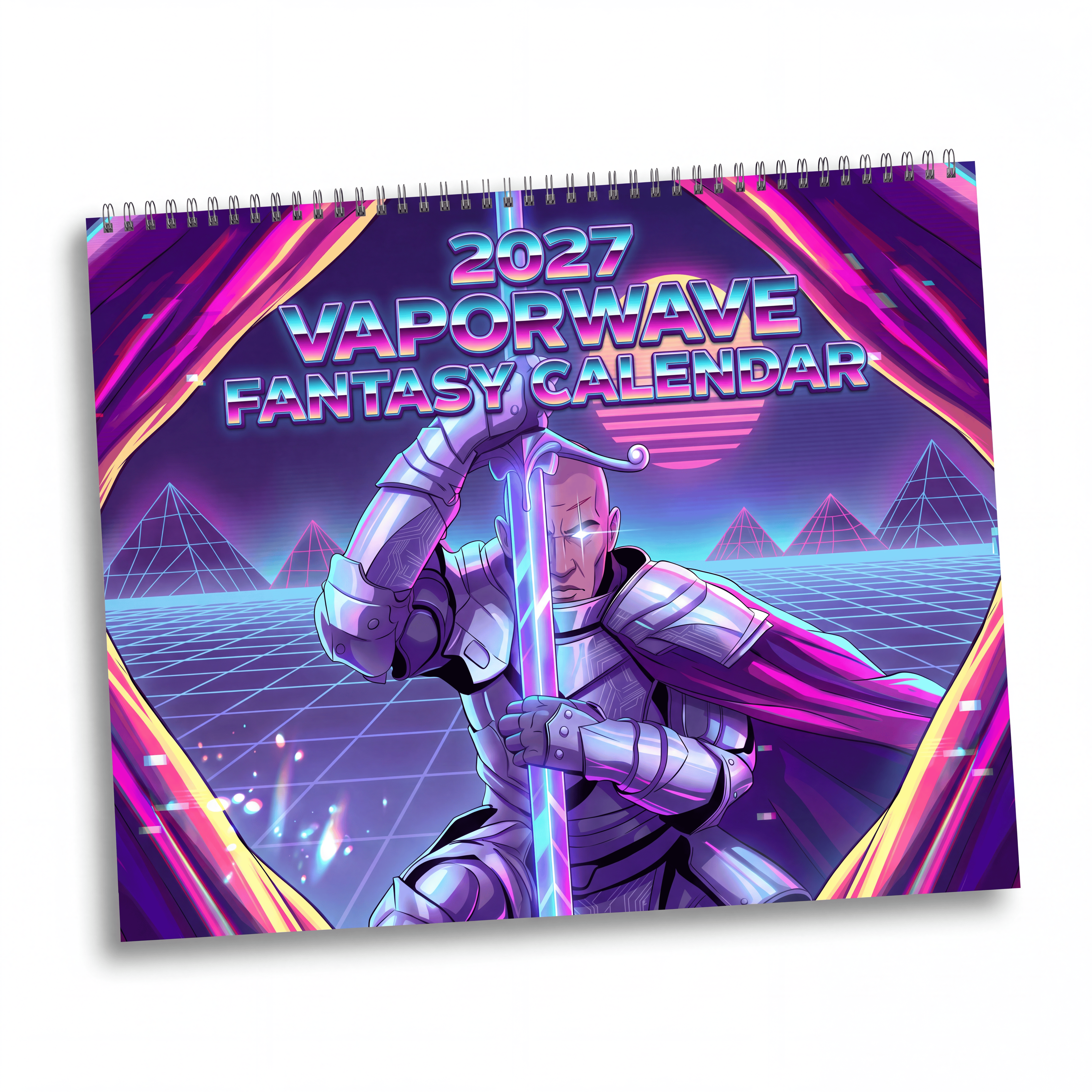 2027 Neon Vaporwave Fantasy Calendar – Colorful Fantasy Artwork Collection
