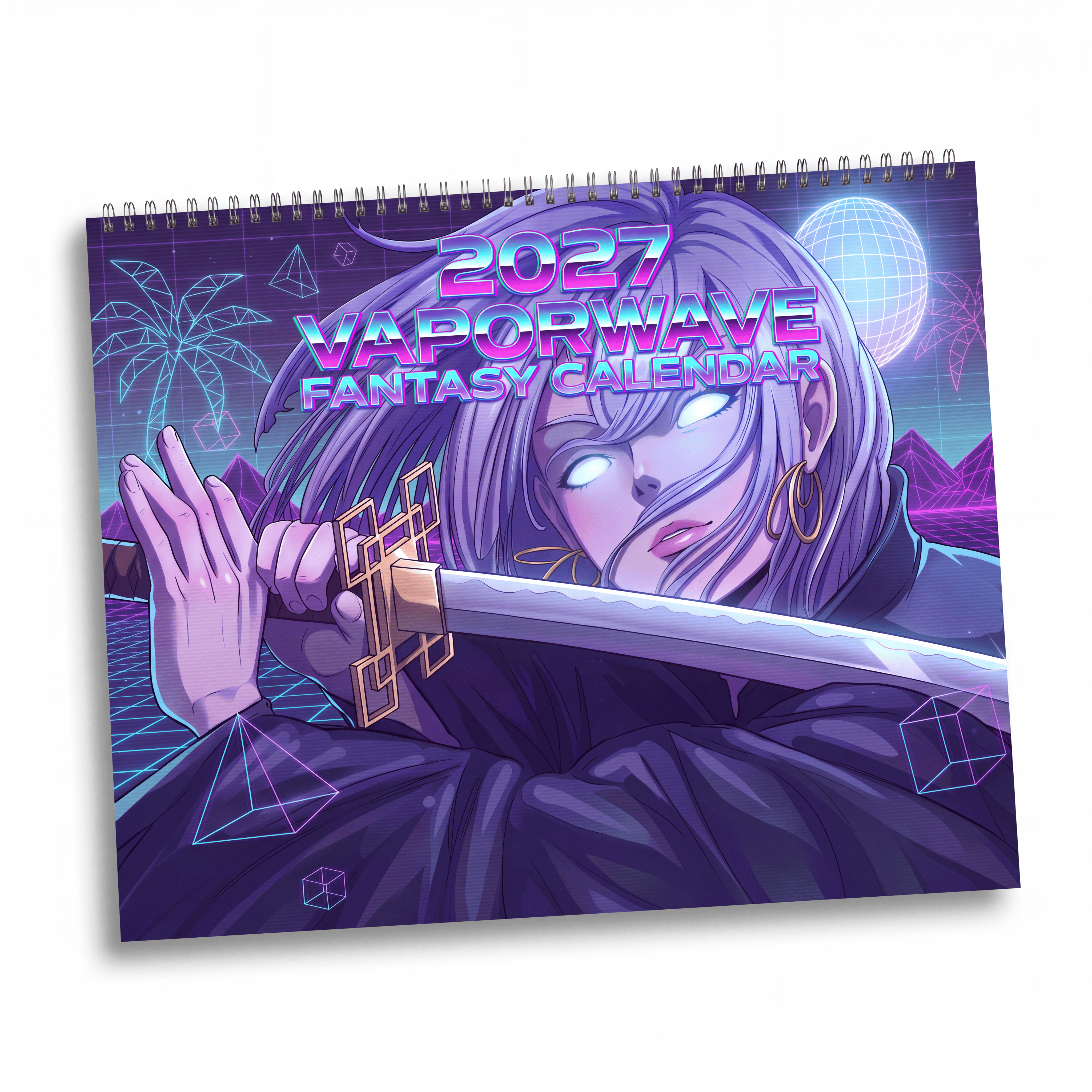 2027 Fantasy Vaporwave Art Wall Calendar – Surreal Retro Neon Artwork & Dreamscapes