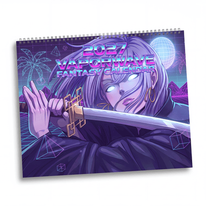 2027 Fantasy Vaporwave Art Wall Calendar – Surreal Retro Neon Artwork & Dreamscapes