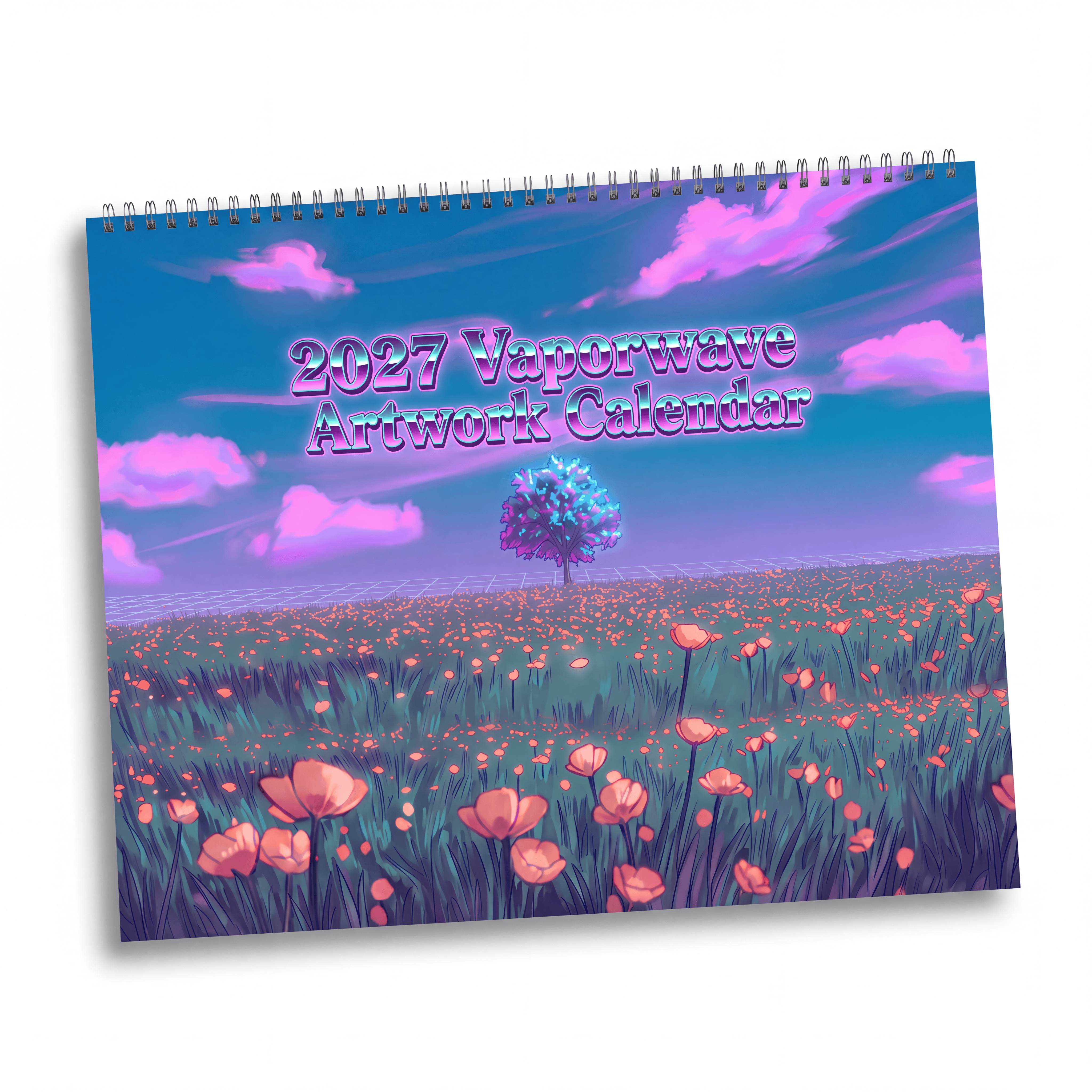 2027 Vaporwave Artwork Wall Calendar – Neon Dreamscape & Retro Digital Art