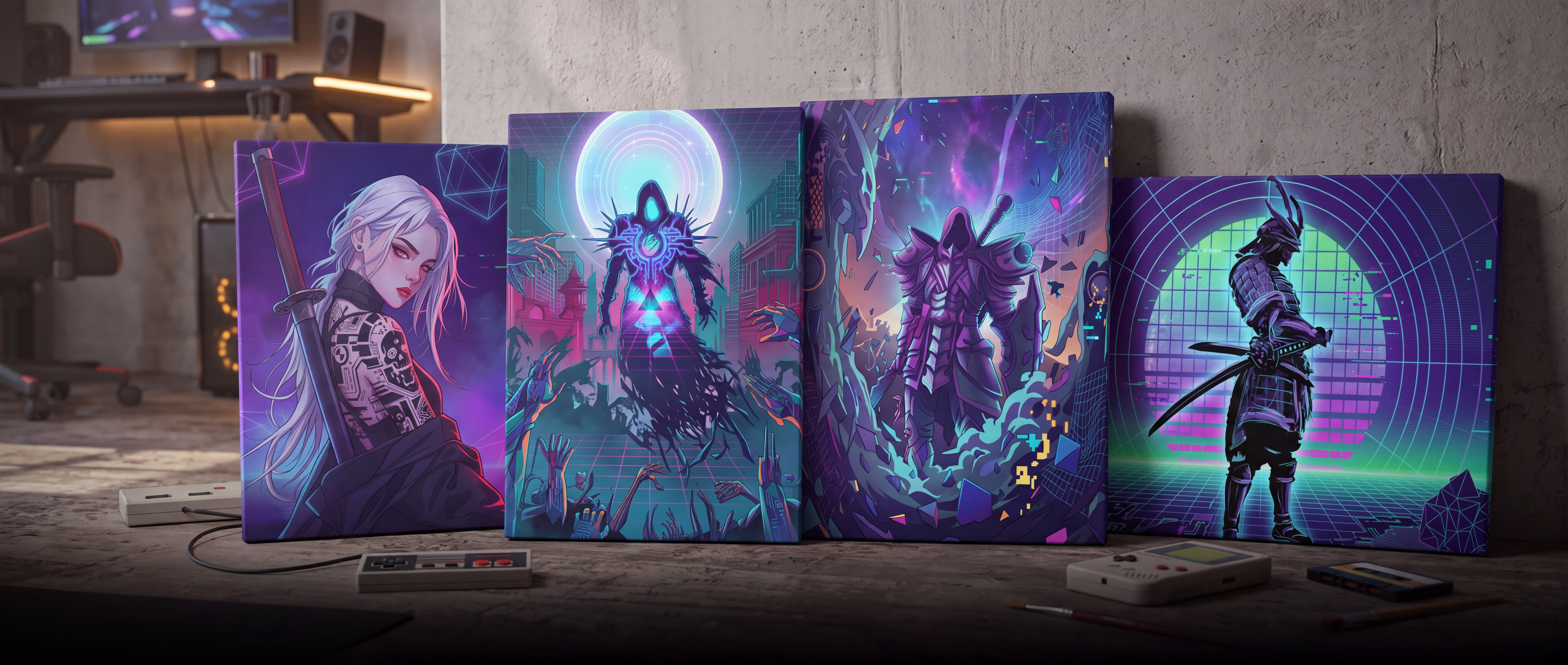 Vaporwave Fantasy Canvas Collection