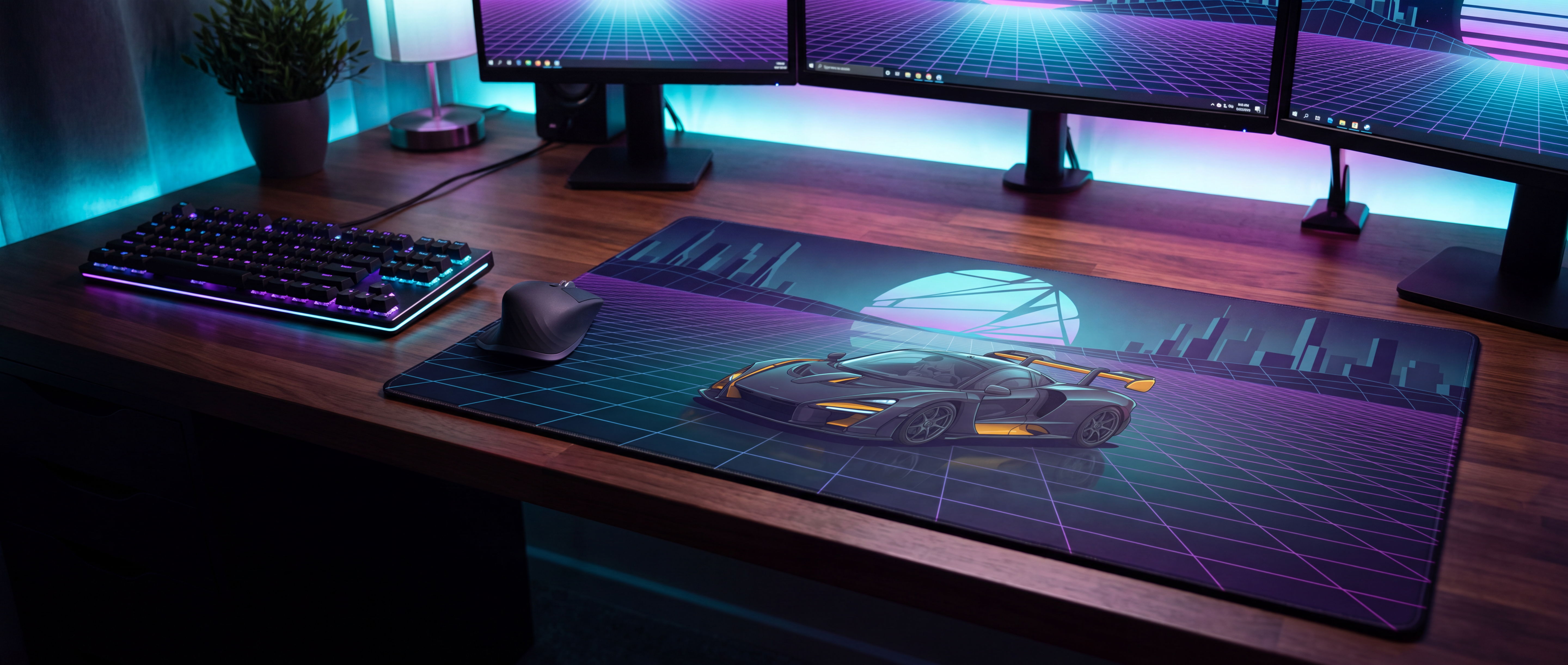 Vaporwave Supercar Gaming Mouse Pad Collection