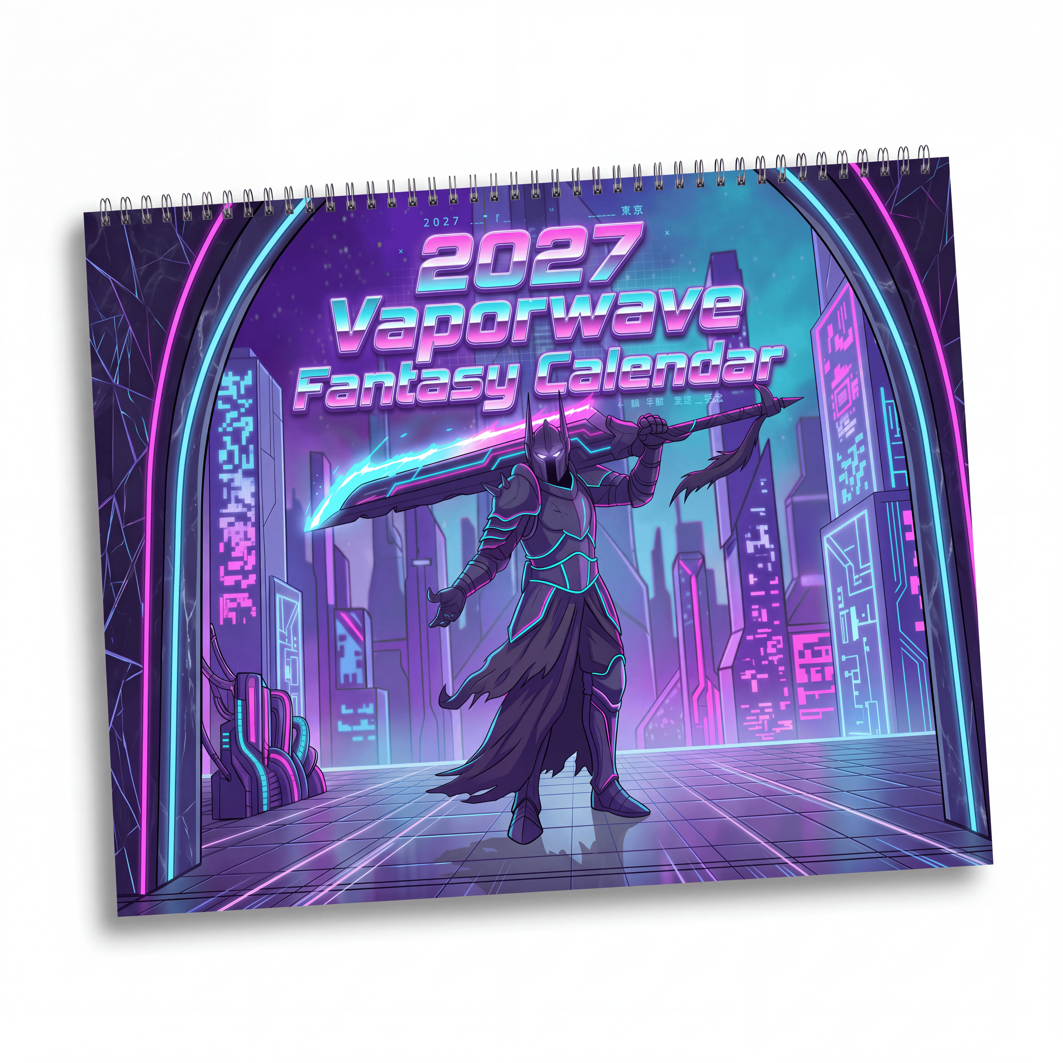 2027 Vaporwave Fantasy Art Calendar – Retro Futuristic Dreamscape Artwork Collection