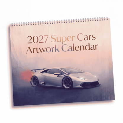 2027 Super Cars Artwork Calendar | Luxury Supercar Wall Calendar