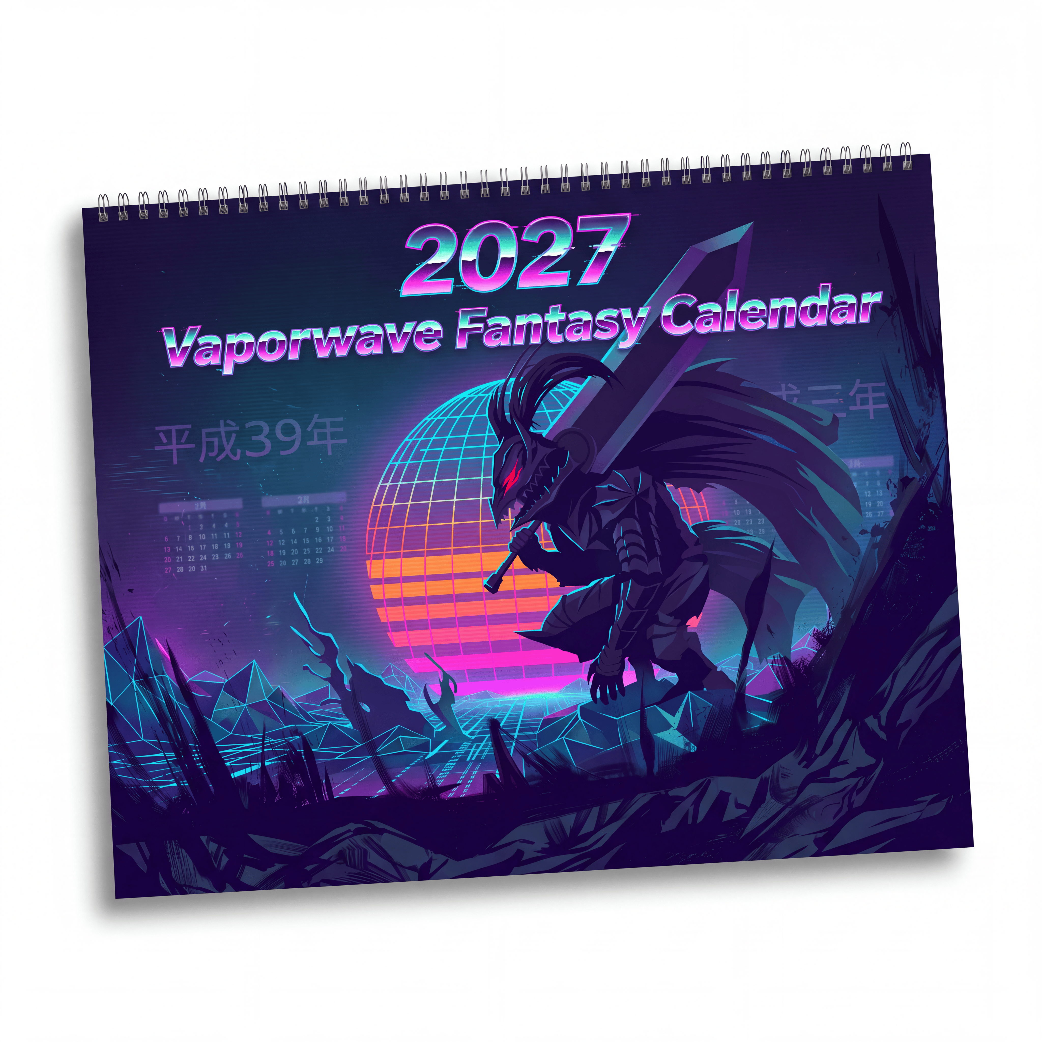 2027 Retro Futuristic Fantasy Wall Calendar – Vaporwave Neon Artwork Collection