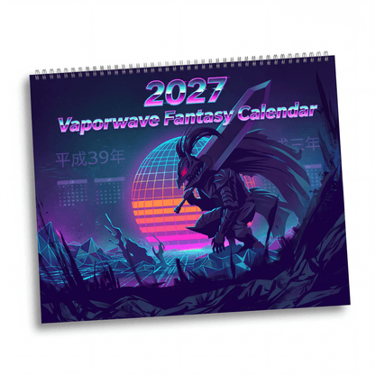 2027 Retro Futuristic Fantasy Wall Calendar – Vaporwave Neon Artwork Collection