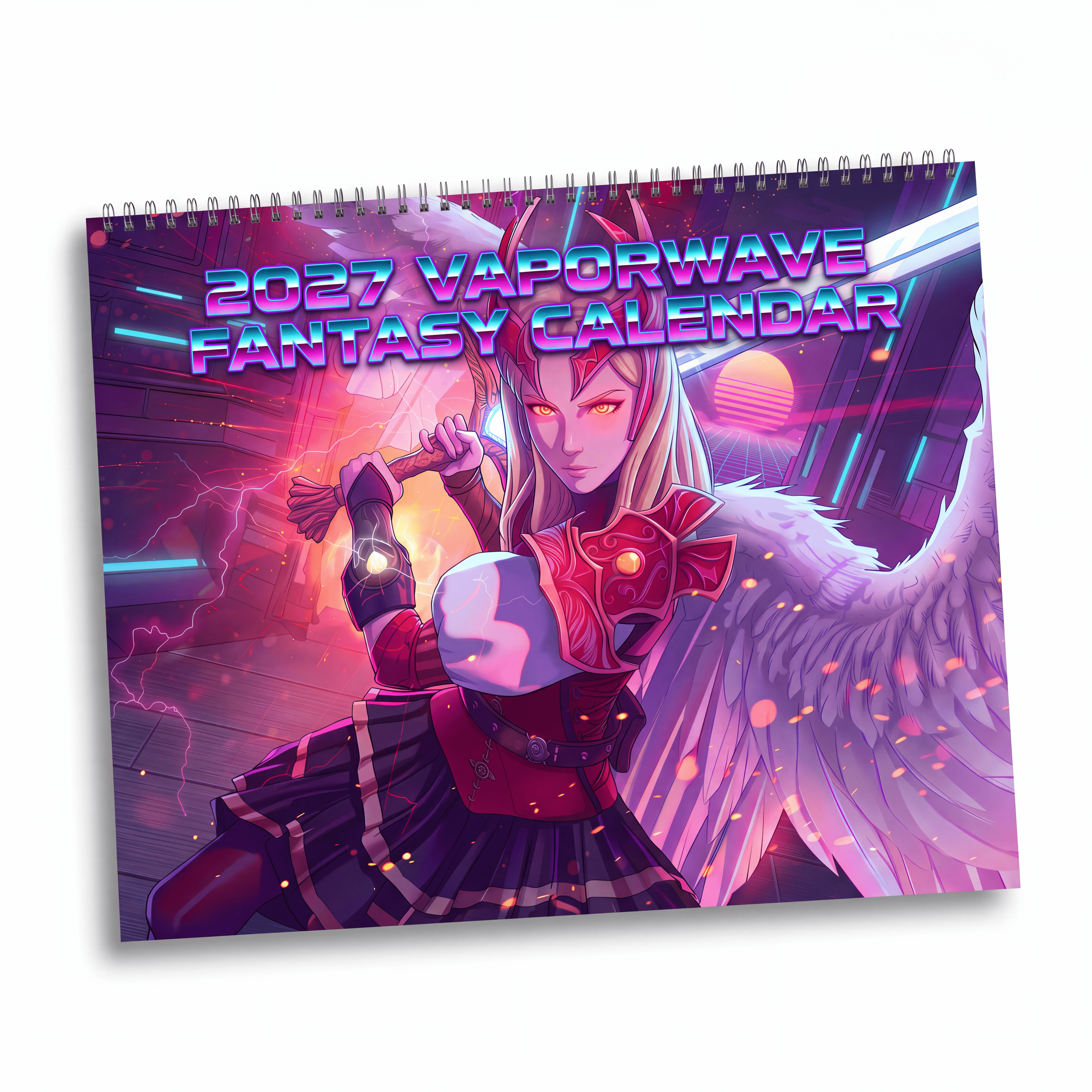 2027 Fantasy Artwork Calendar – Colorful Vaporwave Inspired Art & Neon Designs