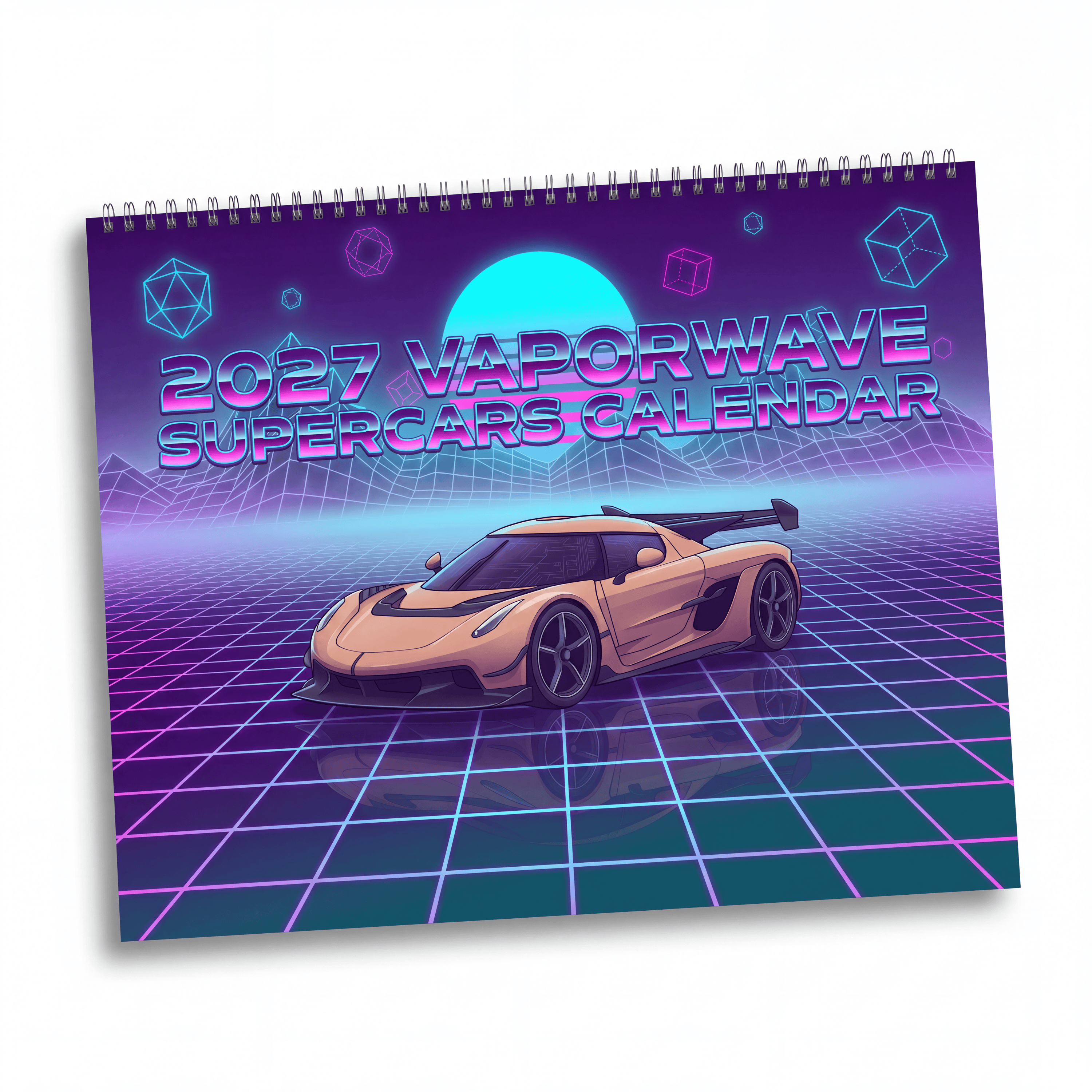 2027 Supercar Artwork Calendar – Vaporwave Inspired Exotic Cars & Retro Neon Designs