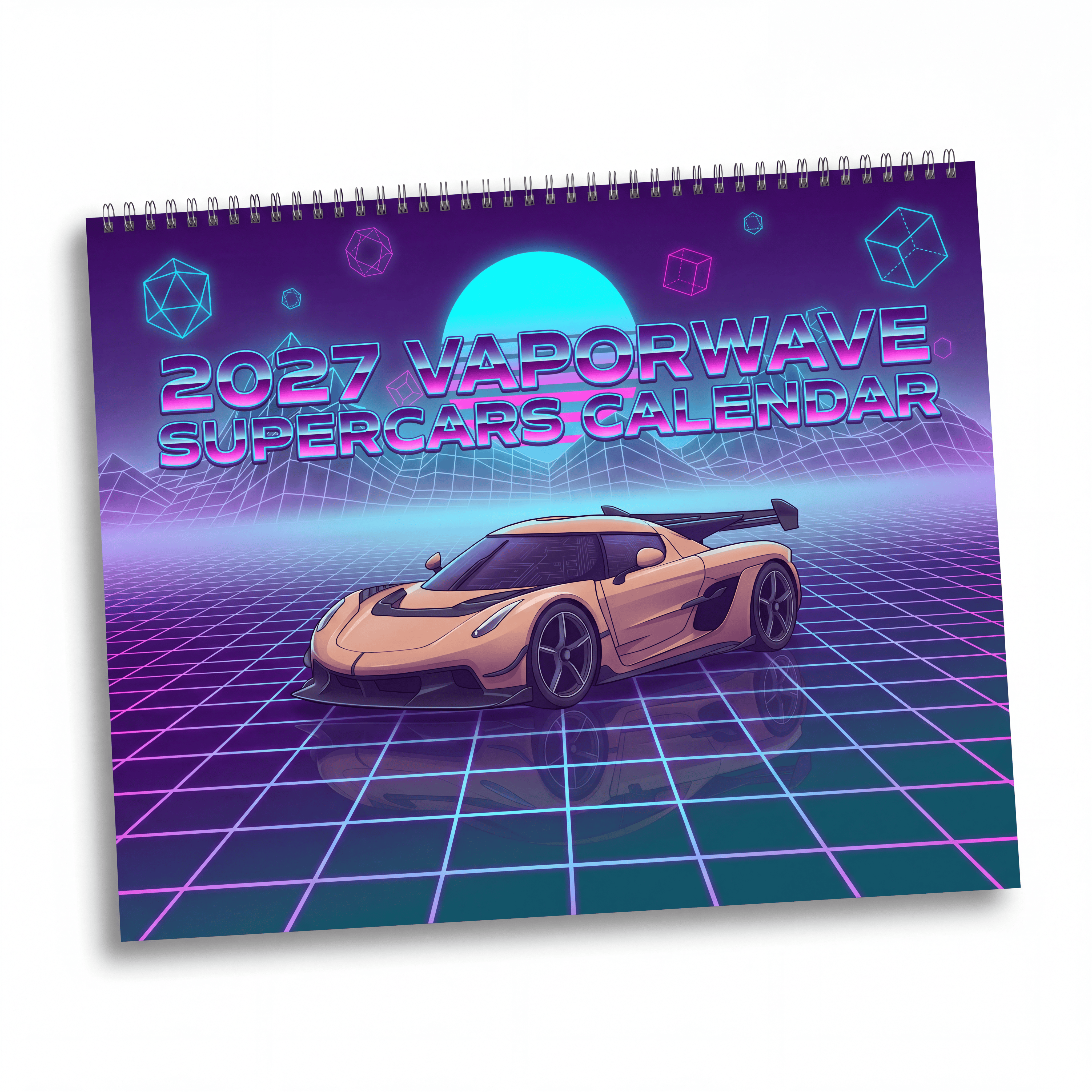 2027 Supercar Artwork Calendar – Vaporwave Inspired Exotic Cars & Retro Neon Designs