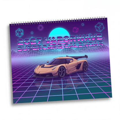 2027 Supercar Artwork Calendar – Vaporwave Inspired Exotic Cars & Retro Neon Designs