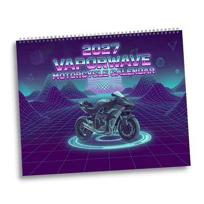2027 Sportbike Vaporwave Wall Calendar – Supersport Motorcycles & Retro Futuristic Neon Artwork