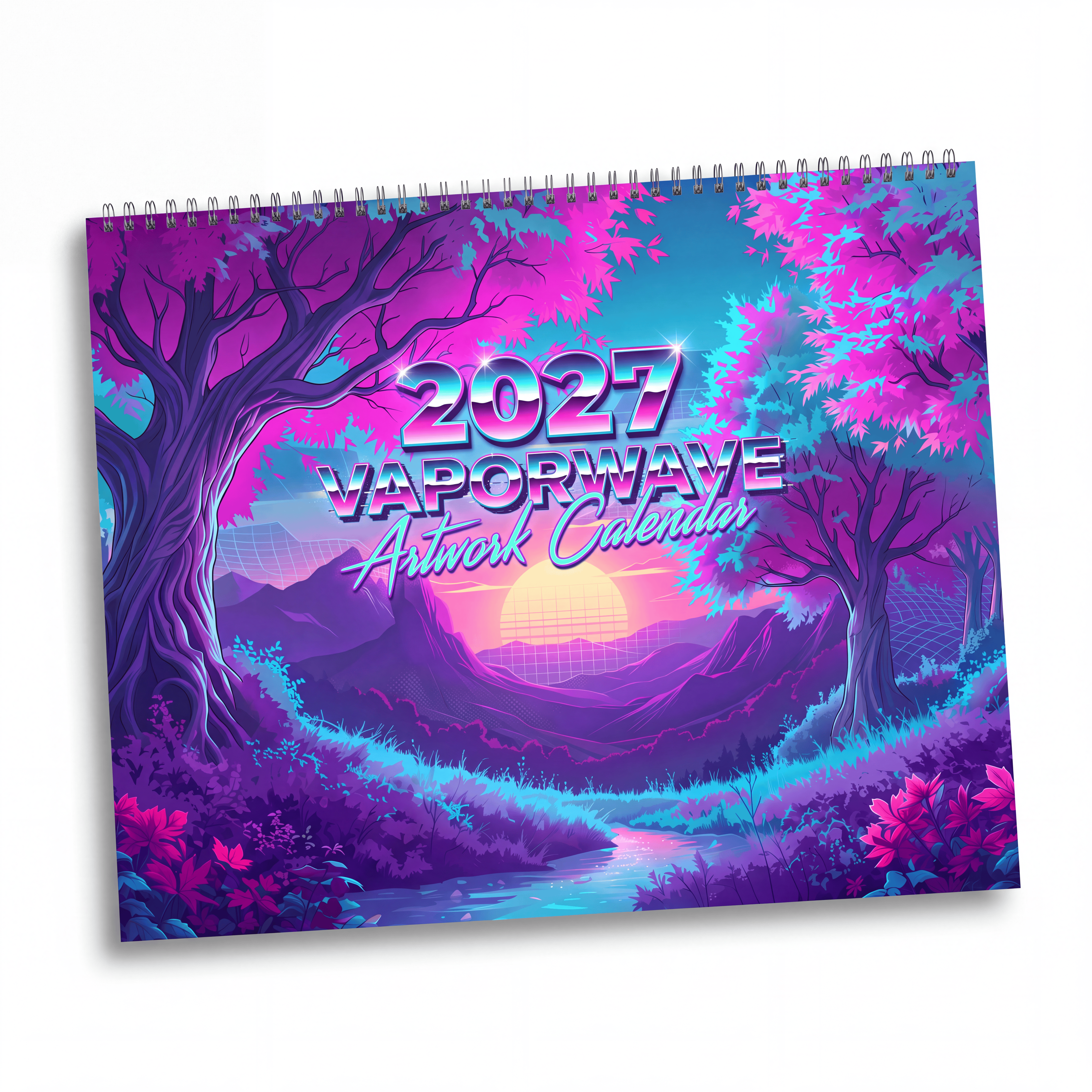 2027 Vaporwave Artwork Wall Calendar – Vibrant Retro Futuristic Art Collection