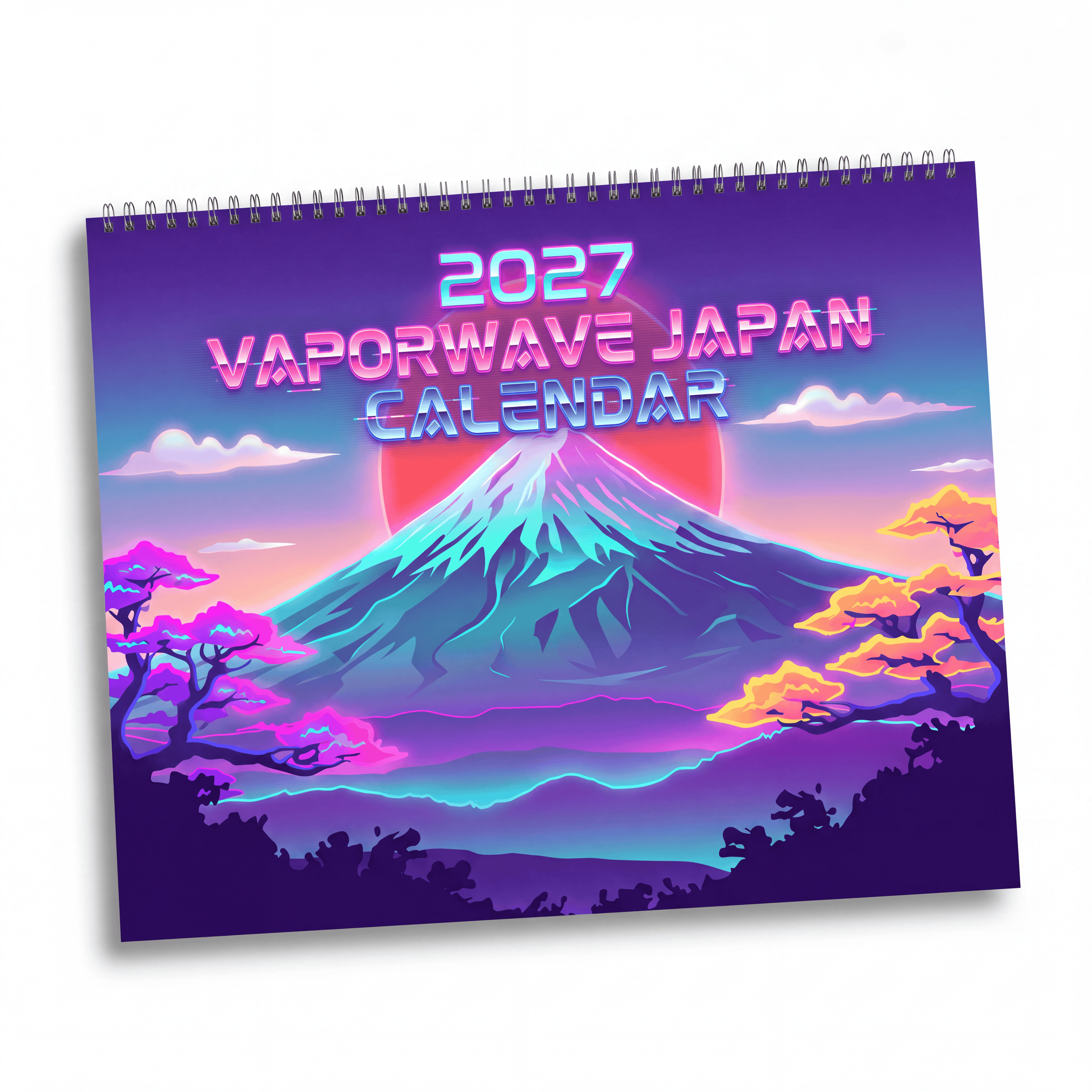 2027 Japanese Vaporwave Artwork Wall Calendar – Neon Japan Inspired Art Collection