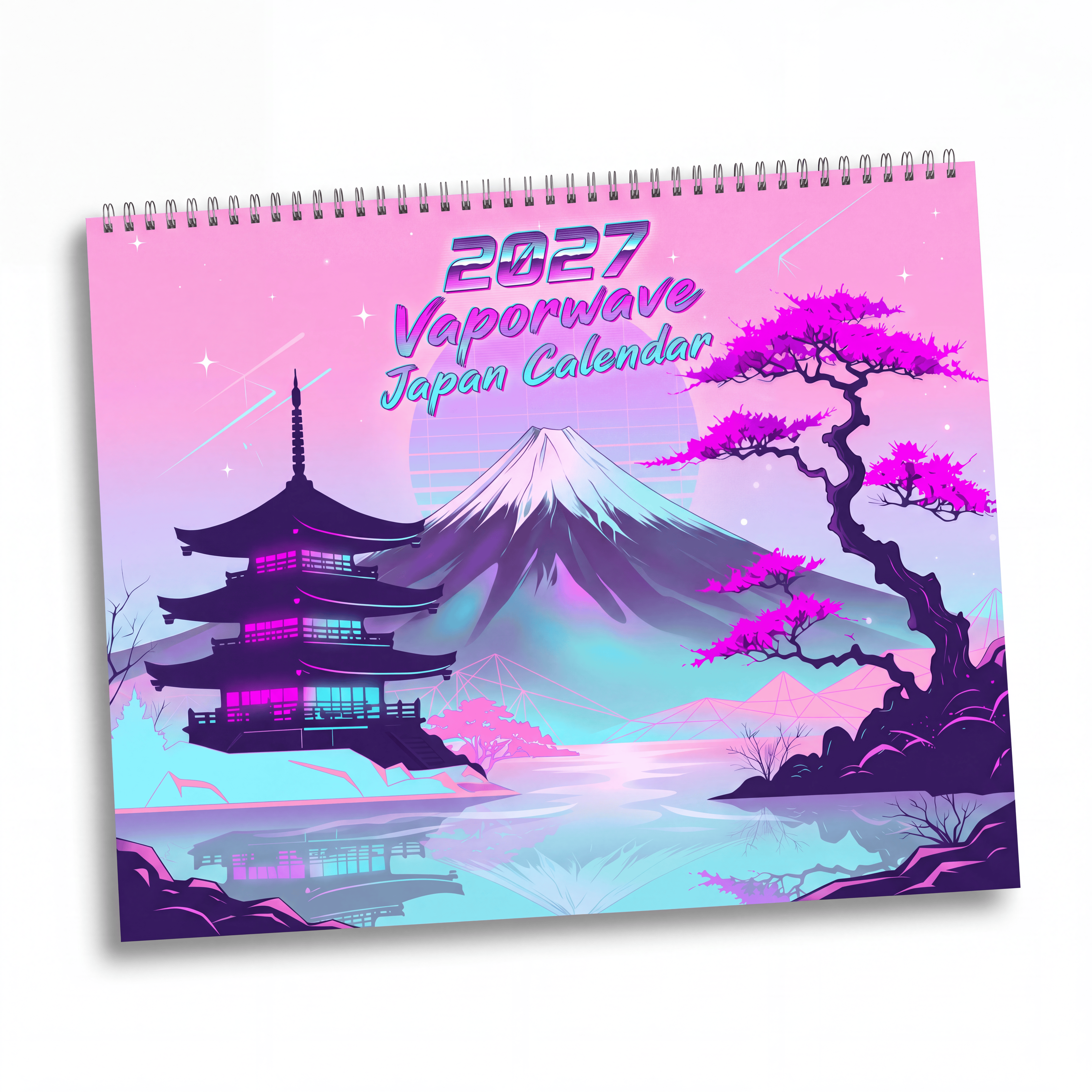 2027 Japanese Aesthetic Vaporwave Calendar – Retro Futuristic Neon Art & Japan Inspired Designs