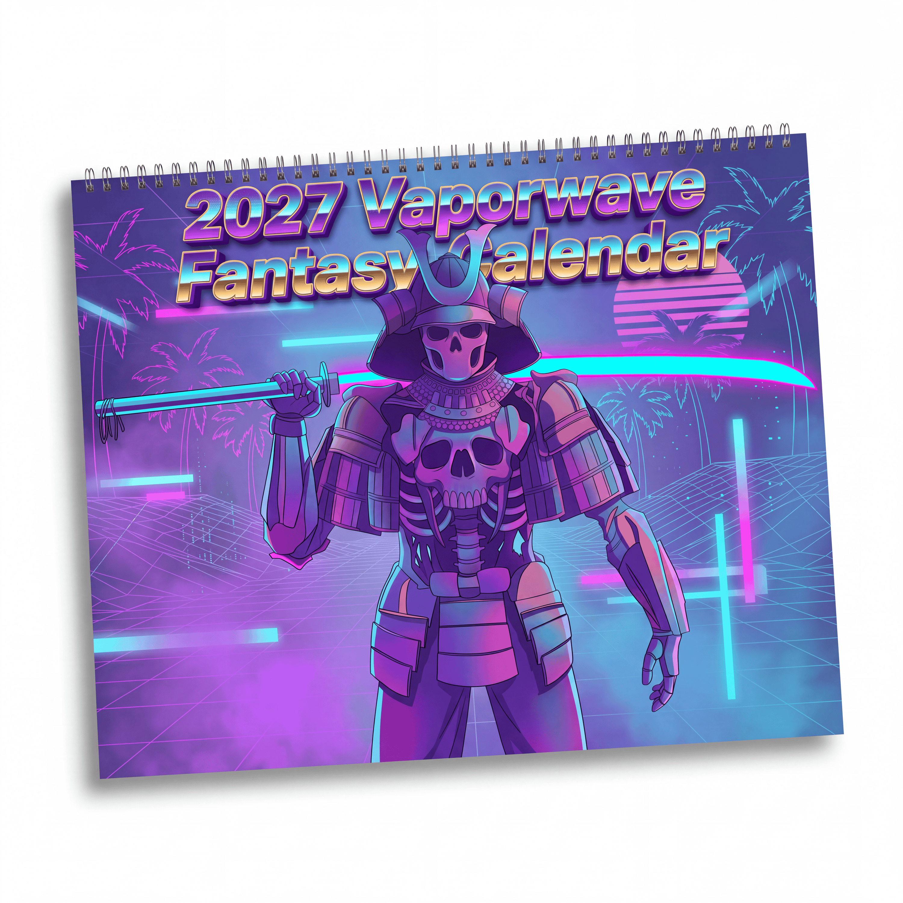 2027 Fantasy Artwork Wall Calendar – Vaporwave Inspired Neon Art Collection