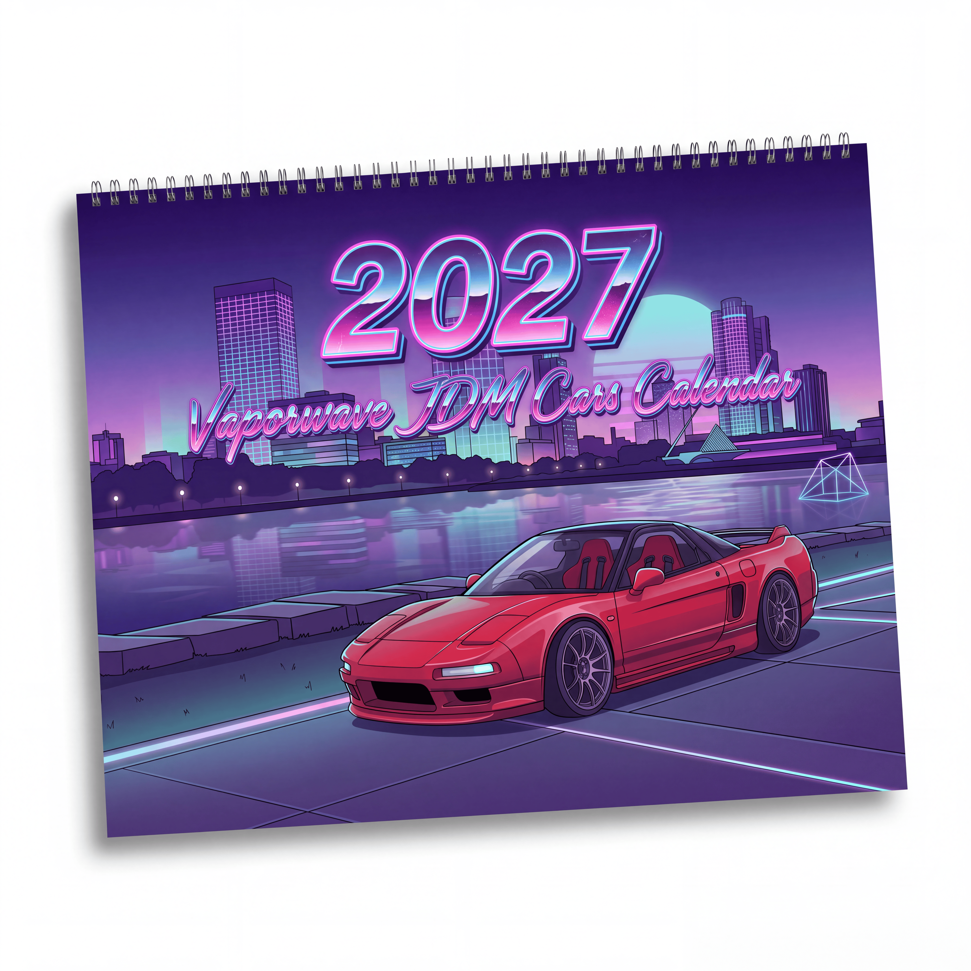 2027 JDM Vaporwave Art Calendar – Iconic Japanese Cars & Retro Futuristic Neon Artwork