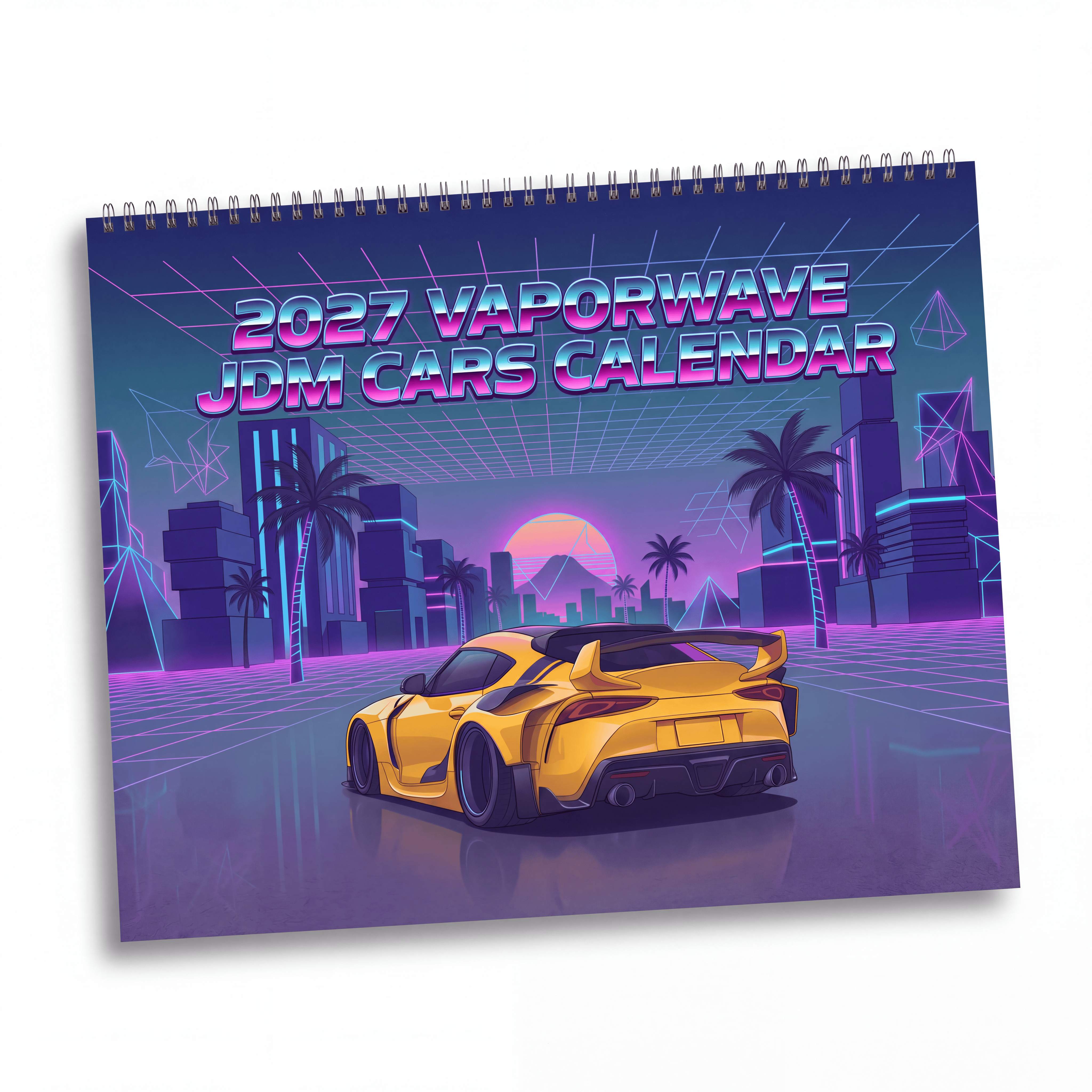 2027 Japanese Car Vaporwave Wall Calendar – JDM Performance, Street Cars & Neon Artwork Collection