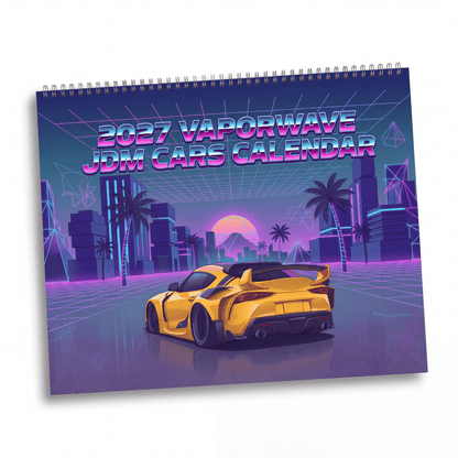 2027 Japanese Car Vaporwave Wall Calendar – JDM Performance, Street Cars & Neon Artwork Collection