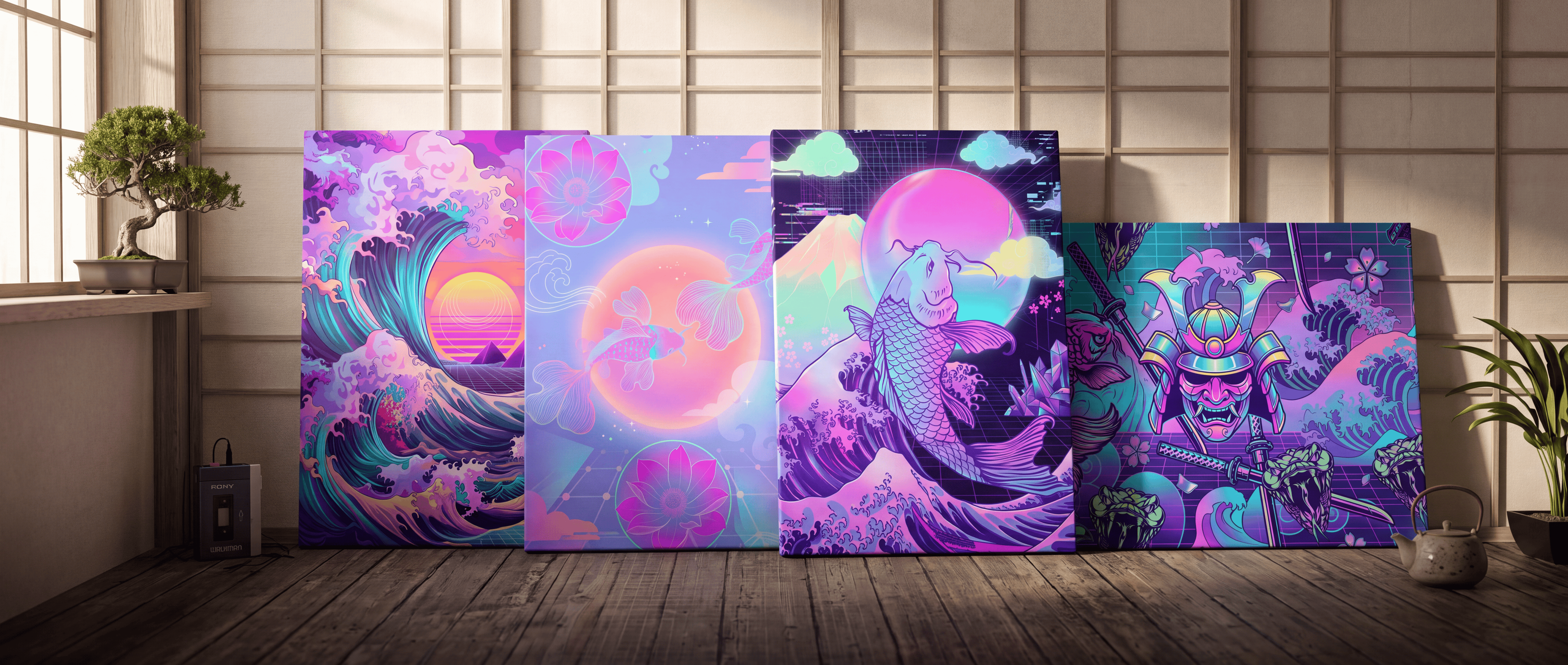 Vaporwave Japanese Canvas Collection
