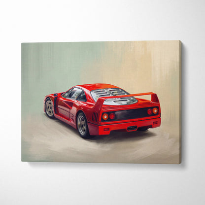 Ferrari F40 Inspired Canvas Art, Retro Supercar Wall Art Decor for Garage