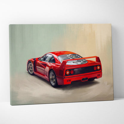 Ferrari F40 Inspired Canvas Art, Retro Supercar Wall Art Decor for Garage