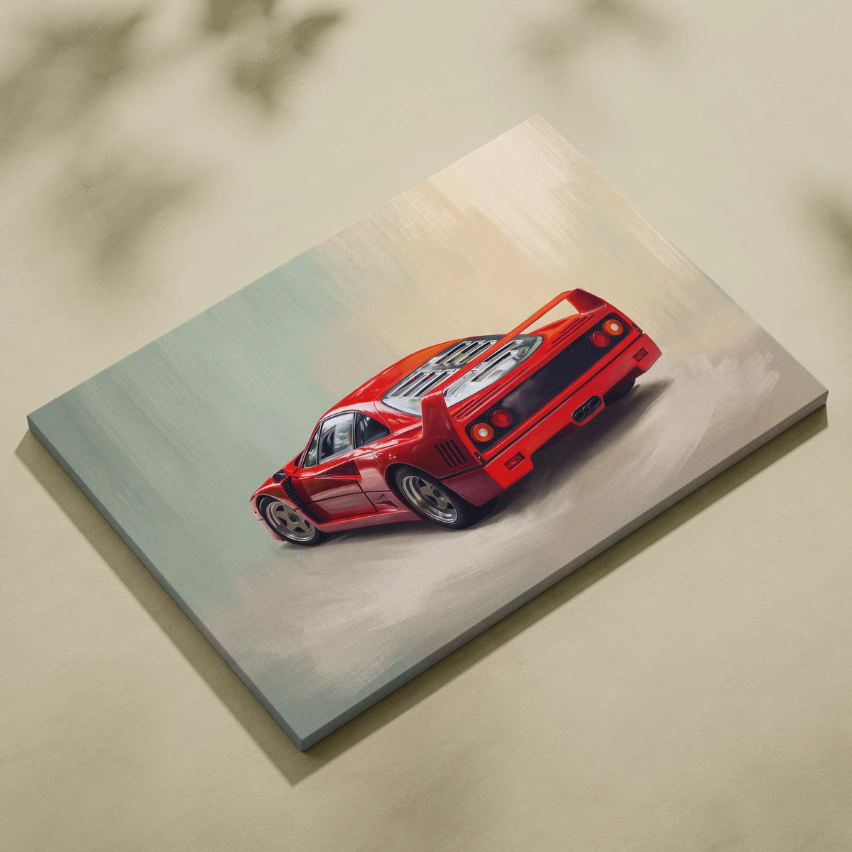 Ferrari F40 Inspired Canvas Art, Retro Supercar Wall Art Decor for Garage